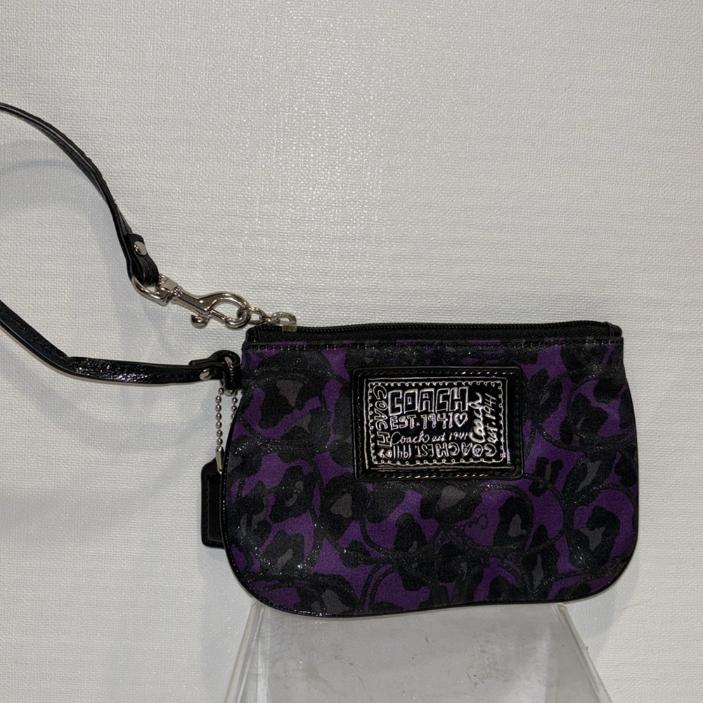 COACH PURPLE BLACK SILVER OCELOT WRISTLET